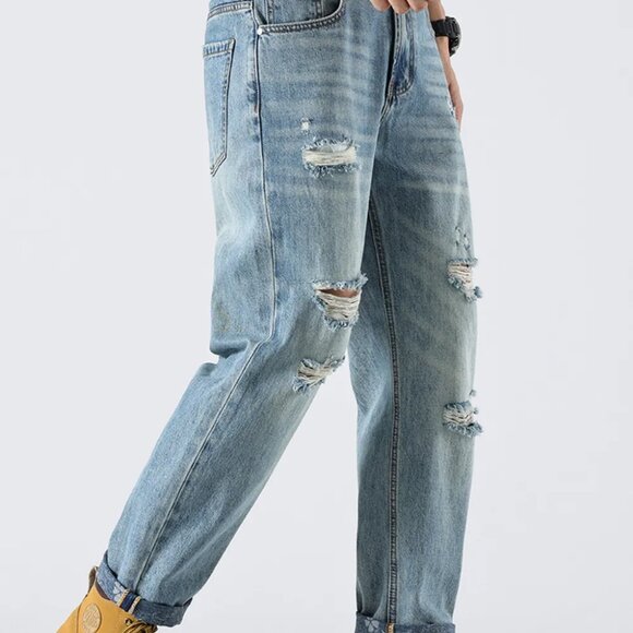 Men's Distressed Loose‎ Fit Jeans - Picture 3 of 8